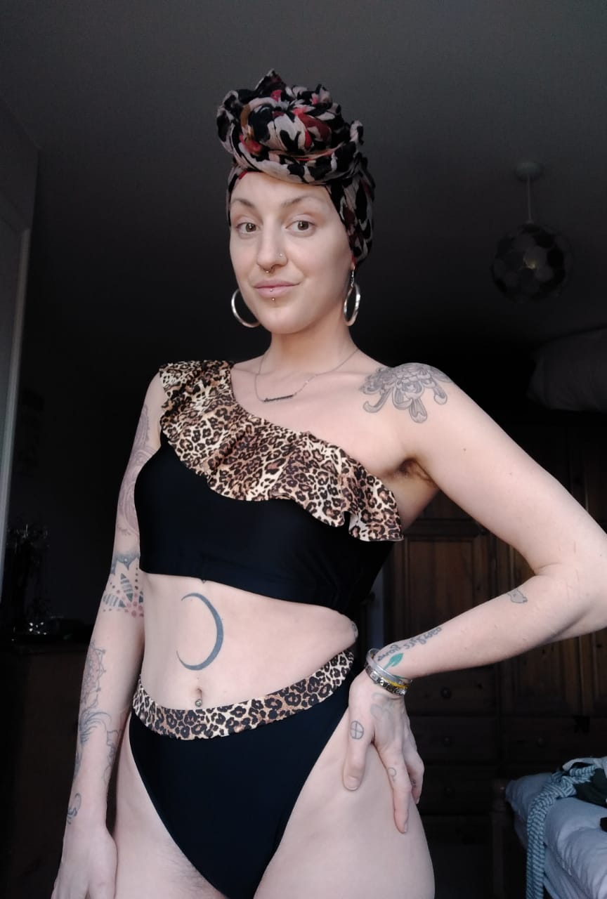 Customer wearing swimwear